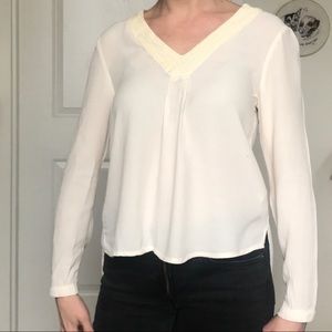 H&M Off-White Dressy Top with Beaded Neck